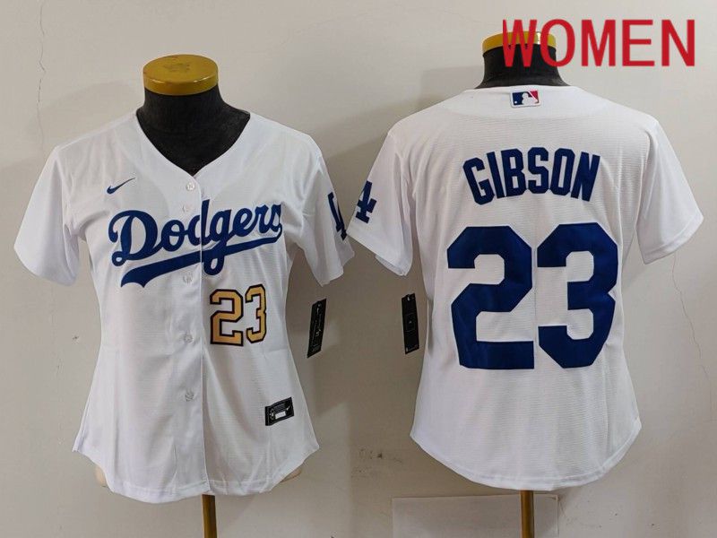Women Los Angeles Dodgers #23 Gibson White Nike Game 2024 MLB Jersey style 2